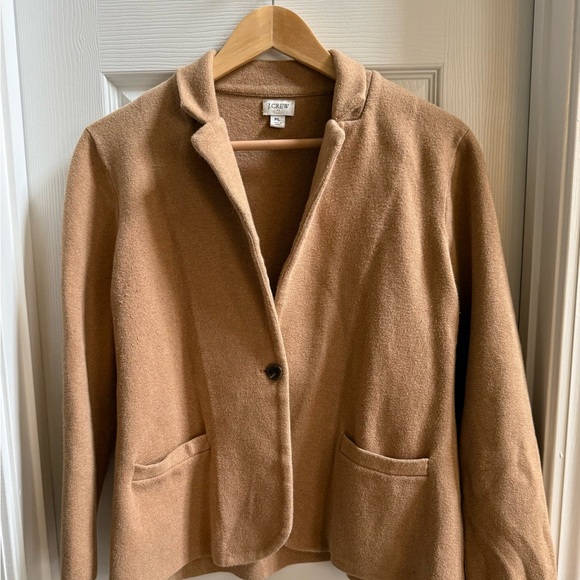J. Crew Jackets & Blazers - J Crew Camel One Button Sweater Blazer Womens PL Schoolboy Preppy Casual Chic